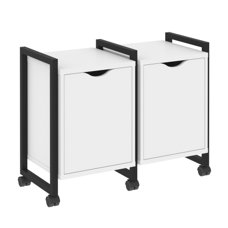 Тумба на колесных опорах наборная VR.L-TN-2.K 970x460x767 (Белый Бриллиант/Черный металл)