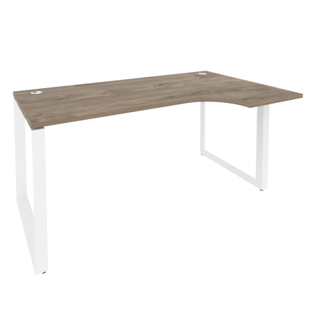 Стол эргономичный правый на О-образном м/к Onix O.MO-SA-1R 1580x980x750 (Тиквуд Темный/Белый Металл)