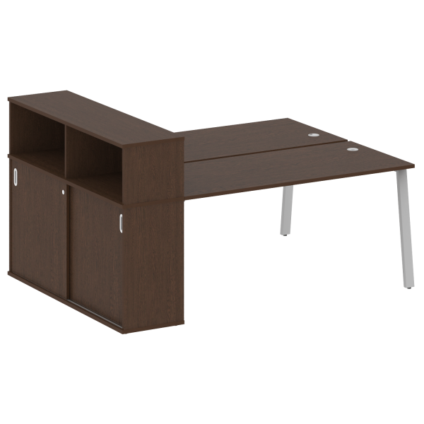 Рабочая станция с шкафом-купе на А-образном м/к Metal System Style БА.РС-СШК-2.4 Т 2010x1475x1098 (Венге Цаво/Серый металл)