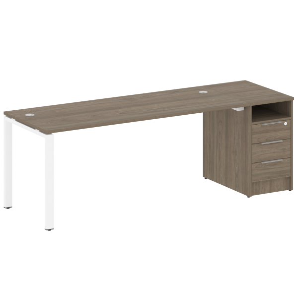 Рабочая станция с опорной тумбой Metal System Style БП.РС-СТП-1.5 2212x720x750 (Вяз/Белый металл)