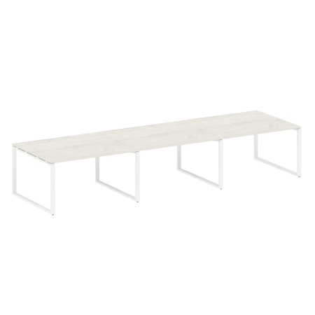 Переговорный стол 3 столешницы Metal System Style БО.ПРГ-3.3 4200x1235x750 (Дуб Наварра/Белый металл)