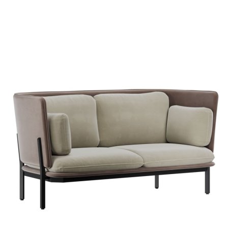 Диван двухместный с низкой спинкой STA-02L (Velutto 07/Velutto 36/Металл Черный)