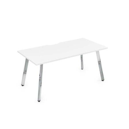 10СРВ.085 Стол рабочий с вырезом, прямолинейный (1800x800x750) (Белый премиум/Глянец металл)