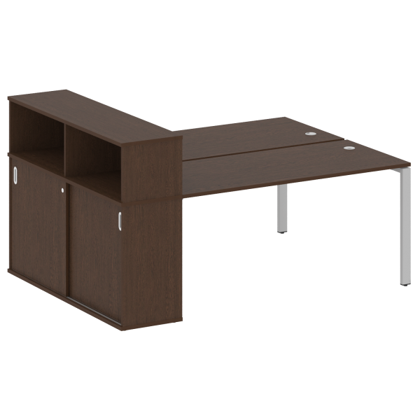 Рабочая станция с опорным шкафом-купе Metal System Style БП.РС-СШК-2.4 2010x1475x1098 (Венге Цаво/Серый металл)