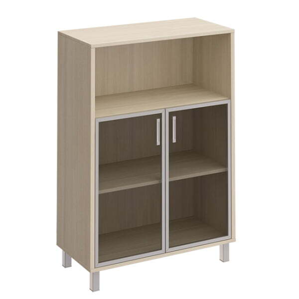 Шкаф для документов, двери стеклянные в алюминиевой раме + ниша Борн B 420-823 900x450x1310 (Дуб шамони)