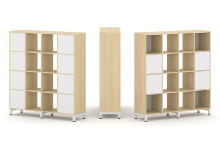 Набор стеллажа 1 сторонний, 4 яруса SN.NS-441 (1488х400х1615) (Акация Лорка/Белый/Металл Белый)