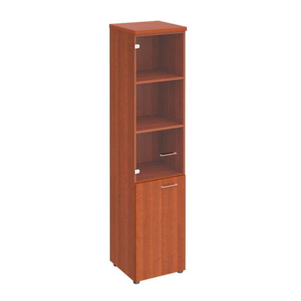 Шкаф для документов узкий со стеклянной прозрачной дверью Патриот ПТ 986 460x460x1970 (Миланский орех)