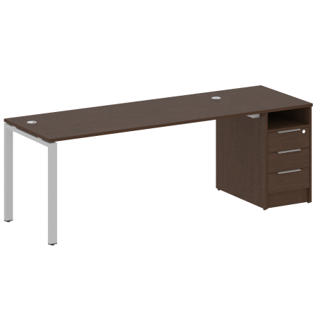 Рабочая станция с опорной тумбой Metal System Style БП.РС-СТП-1.5 2212x720x750 (Венге Цаво/Серый металл)