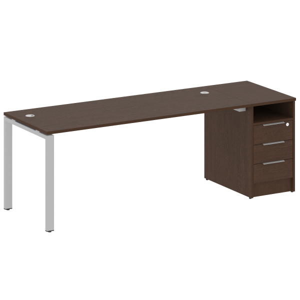 Рабочая станция с опорной тумбой Metal System Style БП.РС-СТП-1.5 2212x720x750 (Венге Цаво/Серый металл)