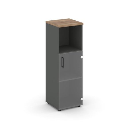 Шкаф средний узкий SN.STU-202(R) (400х400х1203) (Антрацит/Дуб Табак/Прозрачный)