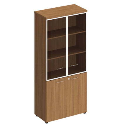 Шкаф для документов со стеклянными прозрачными дверьми в рамке Патриот ПТ 0783 900x460x1970 (Вишня скандинавская)