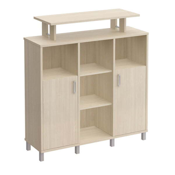 Стеллаж средний с надстройкой и деревянными дверками Борн B 801-523 1426x450x1530 (Дуб шамони)