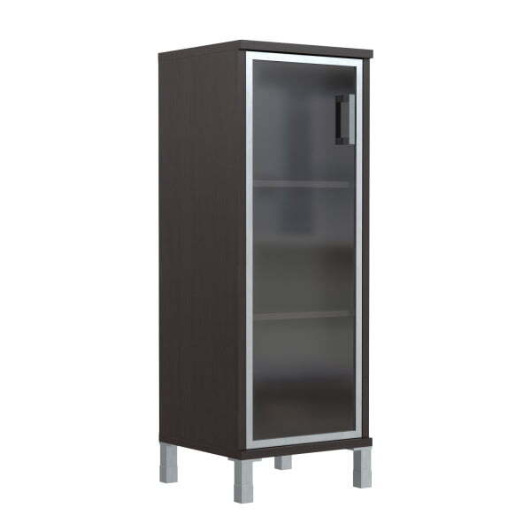 Шкаф 3 уровня, узкий, стекло в AL раме, правая Born B-421.7 R 475x450x1286 (Венге Магия)