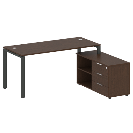 Рабочая станция с опорной тумбой правая Metal System Style БП.РС-СТС-2.4 Пр 1700x1520x750 (Венге Цаво/Антрацит металл)