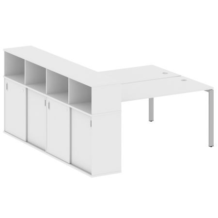 Рабочая станция с опорным шкафом-купе Metal System Style БП.РС-СШК-4.4 2010x2332x1098 (Белый/Серый металл)