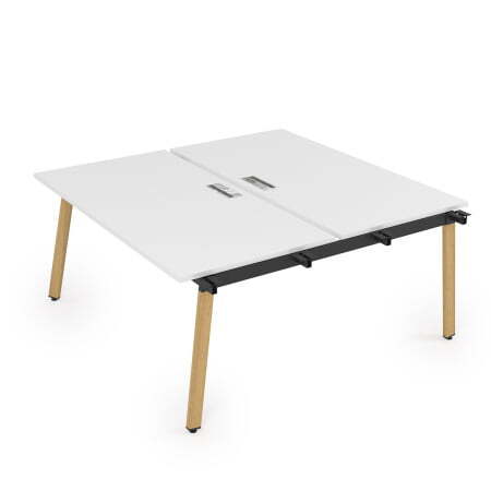 10БДН.268 Стол системы Бенч, сдвоенный, на 2 рабочих места - начальный (1200x1235x750) (Белый премиумIron Wood)