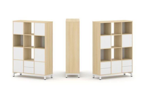 Набор стеллажа 2-х сторонний, 4 яруса SN.NSD-431 (1121х400х1615) (Акация Лорка/Белый/Металл Белый)