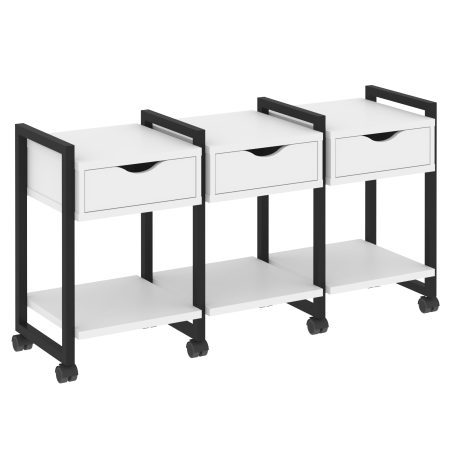Тумба на колесных опорах наборная VR.L-TN-4.K 1440x460x767 (Белый Бриллиант/Черный металл)