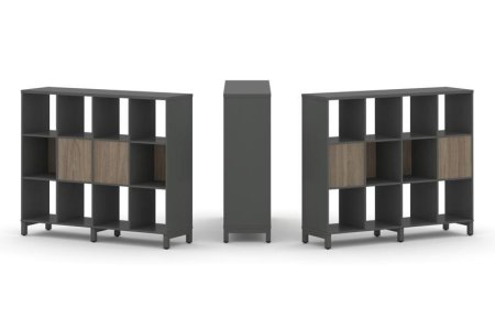 Набор стеллажа 2-х сторонний, 3 яруса SN.NSD-341 (1488х400х1248) (Антрацит/Вяз Благородный/Металл Антрацит)