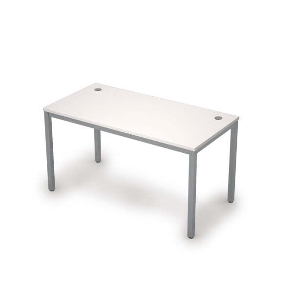6М.009 Стол рабочий (1400x700x750) (Белый/Алюминий матовый)