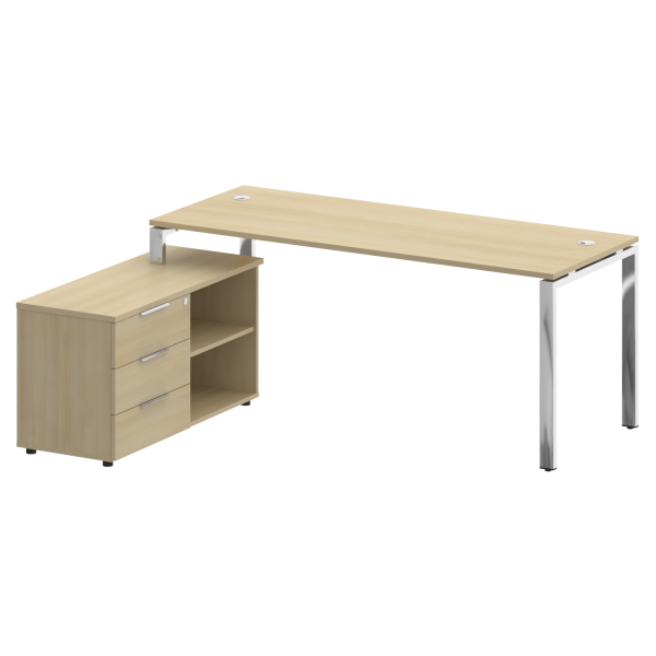 Стол для руководителя с тумбой левый БГ.СРТ-5.7 (L) 1900x1520x750 (Акация Лорка/Нерж. Сталь)