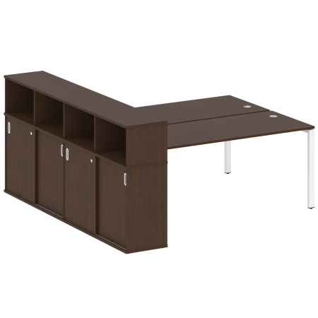Рабочая станция с опорным шкафом-купе Metal System Style БП.РС-СШК-4.5 2210x2332x1098 (Венге Цаво/Белый металл)