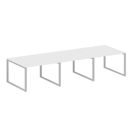 Переговорный стол 3 столешницы Metal System Style БО.ПРГ-3.2 3600x1235x750 (Белый/Серый металл)