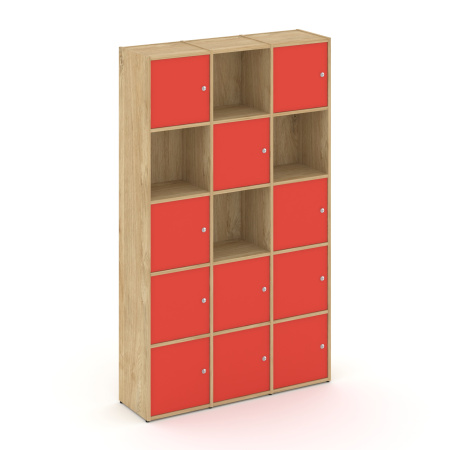 Стеллаж Locker Plus LK.K-009 1188x350x1983 (Тиквуд Светлый | Красный)