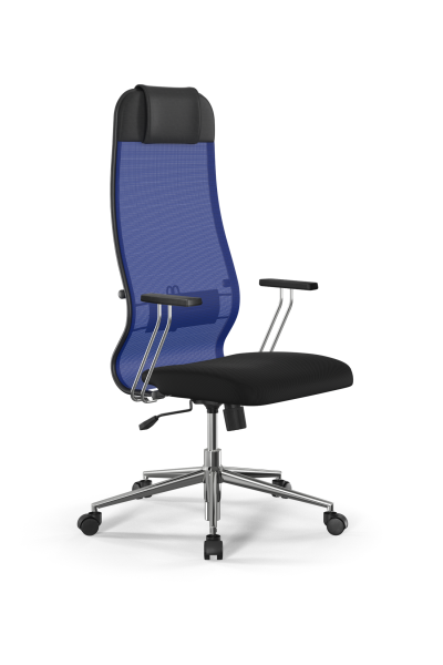 Кресло для руководителя Метта Sit 10 B1-111T - X2+UMF(X1) /Ub00/Wh00/T1bp-c(M09.B23.G18.W01) (Синий | Черный)