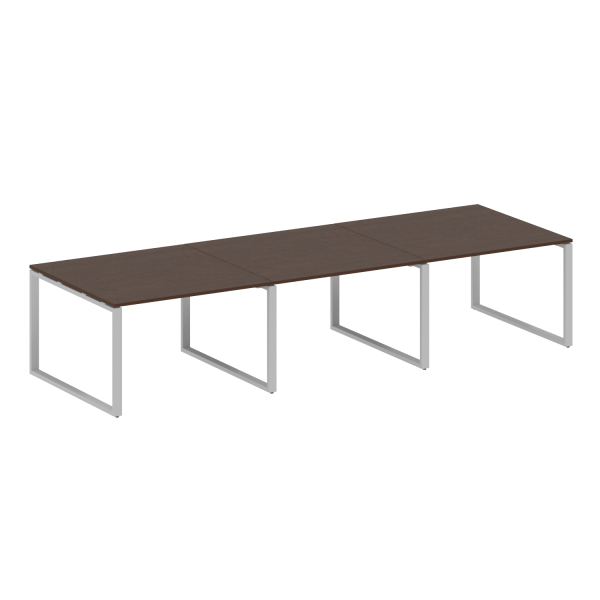 Переговорный стол 3 столешницы Metal System Style БО.ПРГ-3.2 3600x1235x750 (Венге Цаво/Серый металл)