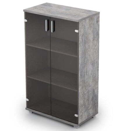 6Ш.017.3 Шкаф для документов средний со стеклом (800x450x1348) (Basalt)