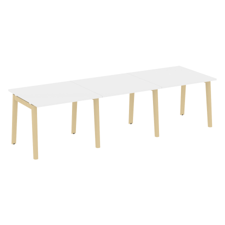 Стол переговорный на деревянных опорах Onix Wood OW.PRG-3.1 2940x980x750 (Белый Бриллиант/Дуб Светлый)