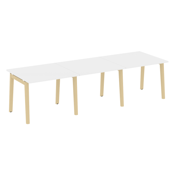 Стол переговорный на деревянных опорах Onix Wood OW.PRG-3.1 2940x980x750 (Белый Бриллиант/Дуб Светлый)