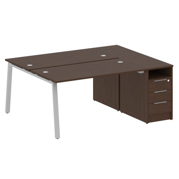 Рабочая станция с тумбой на А-образном м/к Metal System Style БА.РС-СТП-2.3 1812x1475x750 (Венге Цаво/Серый металл)