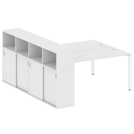 Рабочая станция с опорным шкафом-купе Metal System Style БП.РС-СШК-4.4 2010x2332x1098 (Белый/Белый металл)