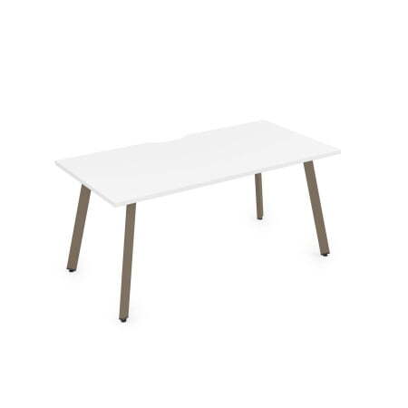 10СРВ.085 Стол рабочий с вырезом, прямолинейный (1800x800x750) (Белый премиум/Tabaco металл)