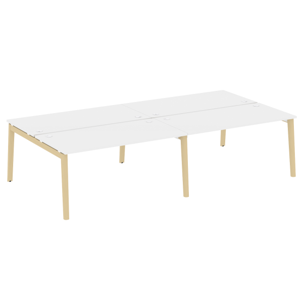 Рабочая станция на деревянных опорах Onix Wood OW.D.RS-4.4.8 3160x1635x750 (Белый Бриллиант/Дуб Светлый)