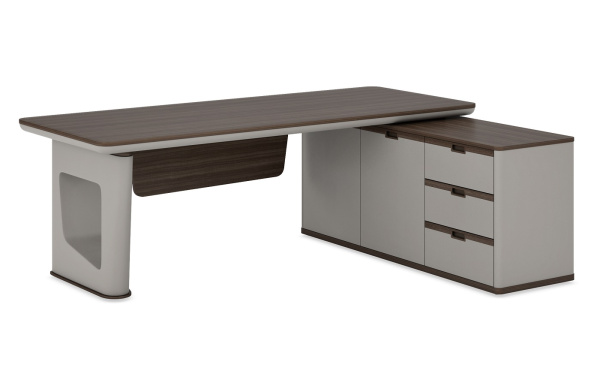 Cтол письменный с боковой тумбой (правой) AVATAR (2200х1660х760) (Шпон Эвкалипта TA61)