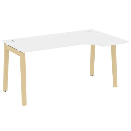 Стол эргономичный правый на деревянных опорах Onix Wood OW.SA-1R 1580x980x750 (Белый Бриллиант/Дуб Светлый)