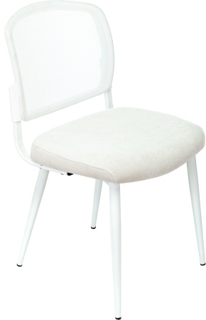 Стул для кухни KF-8W сетка/ткань белый металл белый на ножках (KF-8W/WHITE) (Белый)