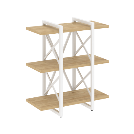 Стеллаж на регулируемых опорах-3 полки VR.L-MST.O-3.4V 800x400x910 (Тиквуд Светлый/Белый металл)