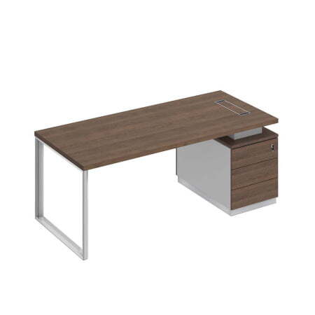 Стол руководителя на опорной тумбе левый Bravo БР 104 2000x900x750 (Дуб гладстоун / Белый премиум / Дуб гладстоунСерый)