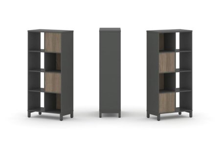 Набор стеллажа 2-х сторонний, 4 яруса SN.NSD-421 (754х400х1615) (Антрацит/Вяз Благородный/Металл Антрацит)