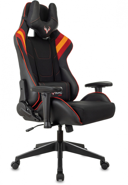 Кресло игровое Zombie VIKING 4 AERO черный/красный ткань/эко.кожа с подголов. крестов. пластик (Красный)