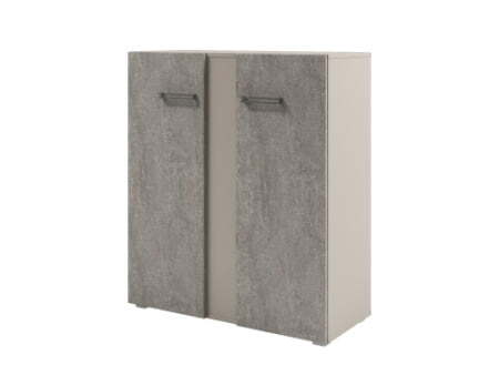 Стеллаж средний с дверьми Solution D-76 950x414x1096 (Бетон/Кашемир)