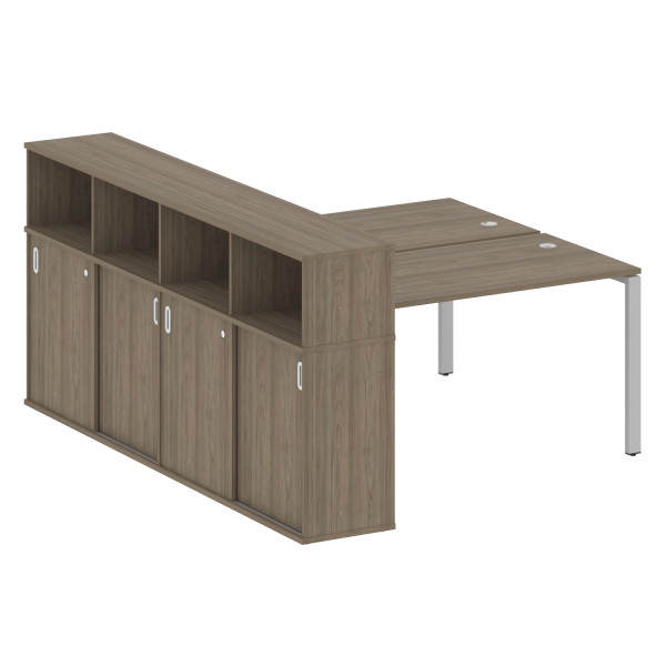 Рабочая станция с опорным шкафом-купе Metal System Style БП.РС-СШК-4.3 1910x2332x1098 (Вяз/Серый металл)