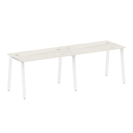 Рабочая станция на 2 рабочих места на А-образном м/к Metal System Style БА.СМ-2.2 2400x720x750 (Дуб наварра/Белый металл)