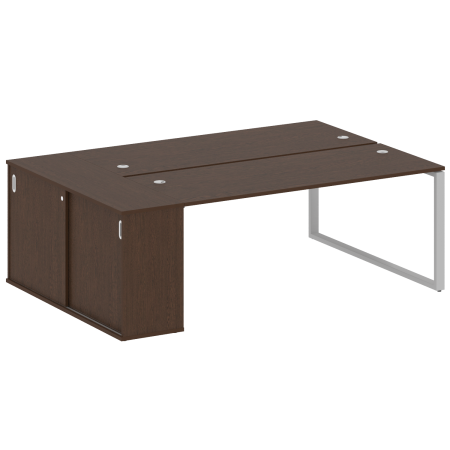 Рабочая станция с шкафом-купе на О-образном м/к Metal System Style БО.РС-СШК-1.5 Т 2210x1475x750 (Венге Цаво/Серый металл)
