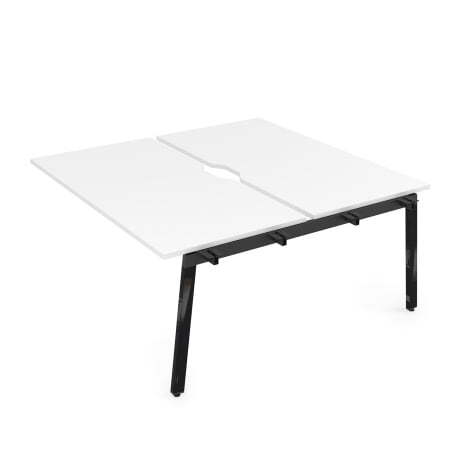 10БДСВ.268 Стол системы Бенч с вырезом, сдвоенный, на 2 рабочих места - средний (1200x1235x750) (Белый премиум/Черный глянец металл)