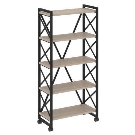 Стеллаж на колесных опорах-5 полок VR.L-MST.K-5.8 800x400x1704 (Дуб Аттик/Черный металл)